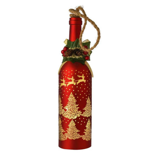 Picture of RED GOLD CHRISTMAS LED GLASS BOTTLE